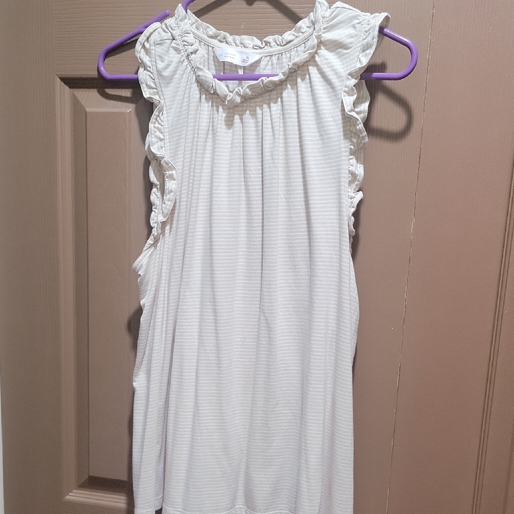 LC Lauren Conrad Cream Ruffled Top